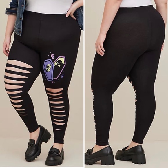 NWT Torrid 6X Nightmare Before Christmas Disney Slashed Leggings Oogie Boogie - Picture 1 of 8